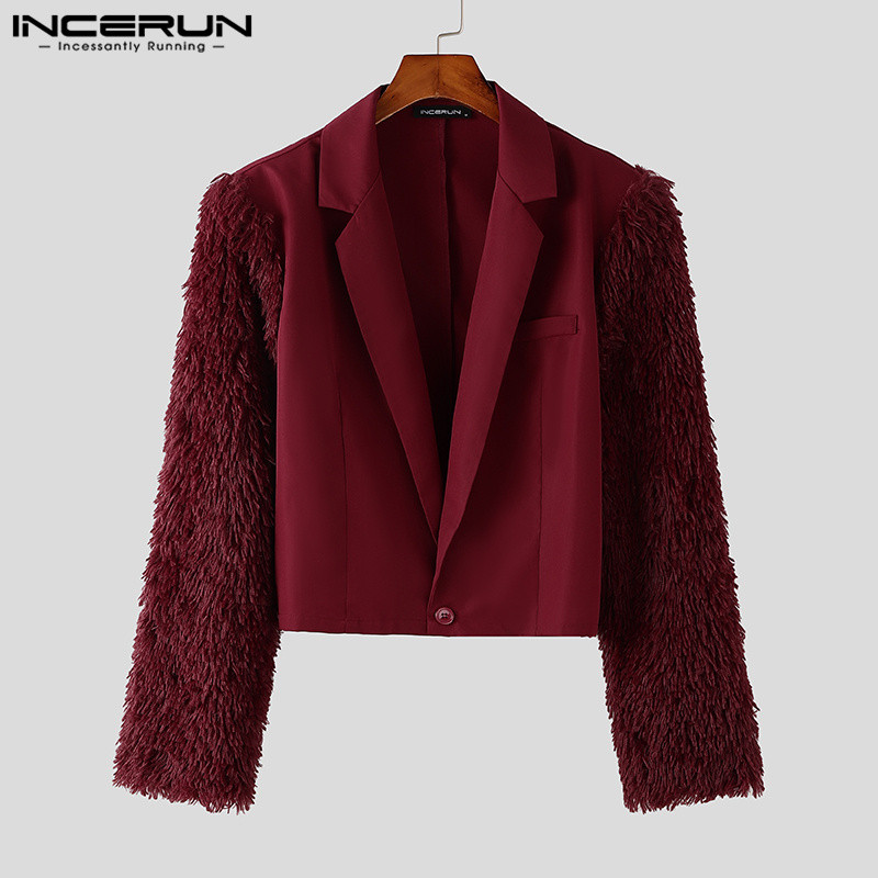 Incerun Men Blazer Fashion Tops Streetwear Patchwork Casual Suits Oversized Men'S Clothing Autumn