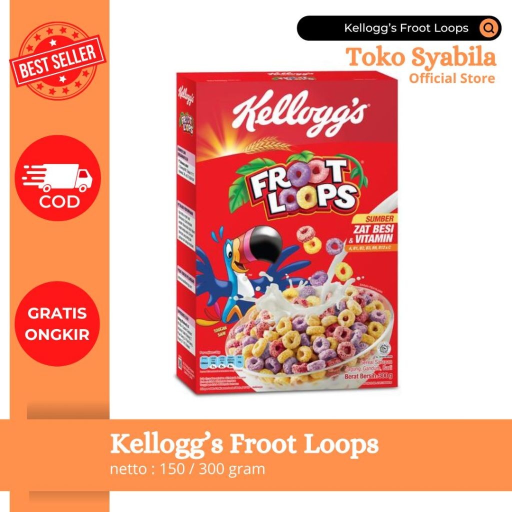 

Sega Tungtung !!! 300Gr Kellogg'S Froot Loops Kemasan Foil (Tanpa Box) & Repack Vacum