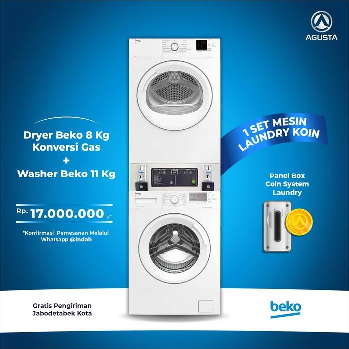 Promo Mesin Koin Washer Beko 11 Kg - Dryer Beko 8 Kg