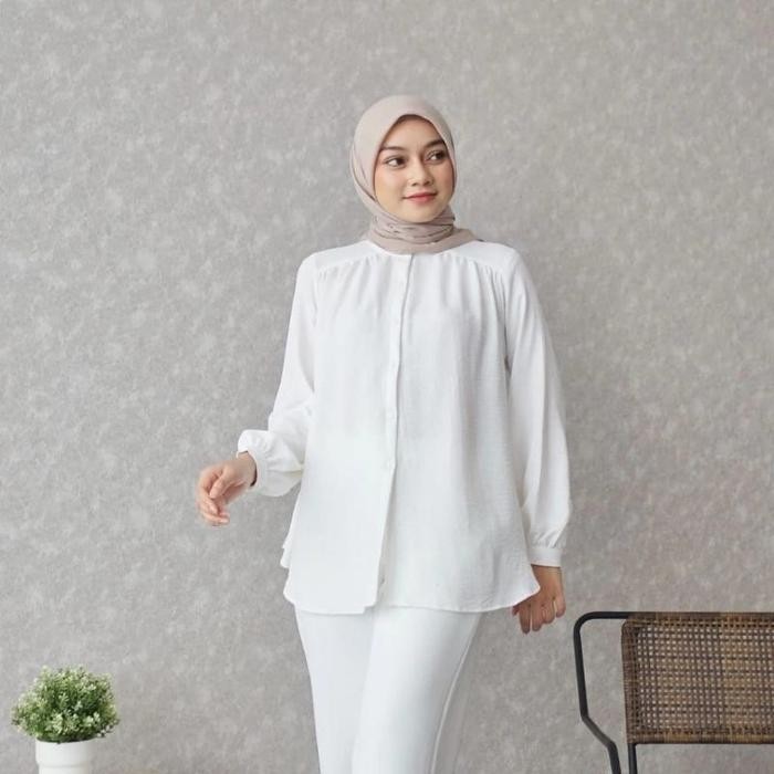 PREMIUM Atasan wanita ALINA terbaru 2024 kemeja kekinian blouse wanita jumbo basic crinkle airflow