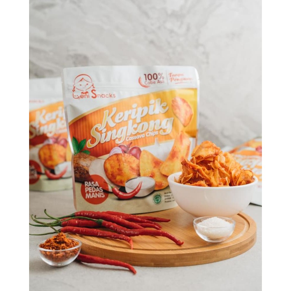 

New Packaging - Keripik Singkong Pedas Manis Asli Leni Snacks Oleh oleh Cemilan Snack Khas PekanBaru