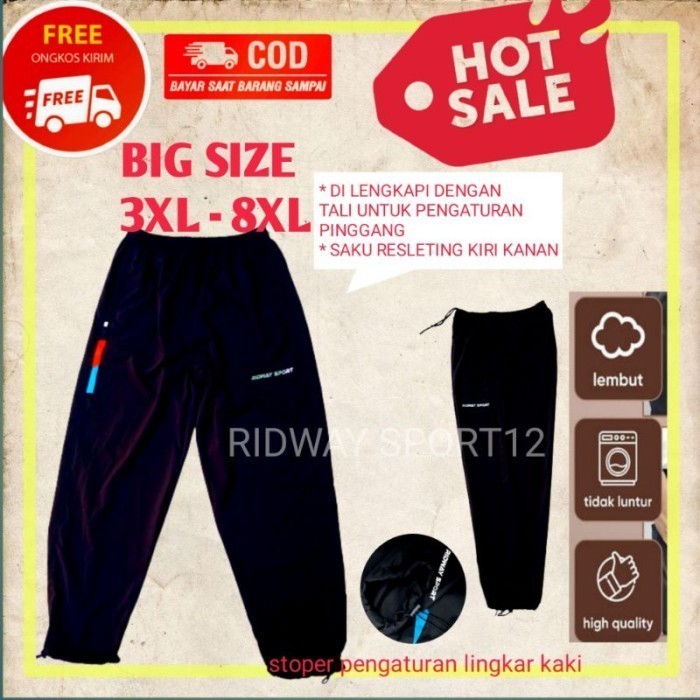 PREMIUM Celana Bigsize Jumbo Panjang Training Parasut Polos Pria Wanita