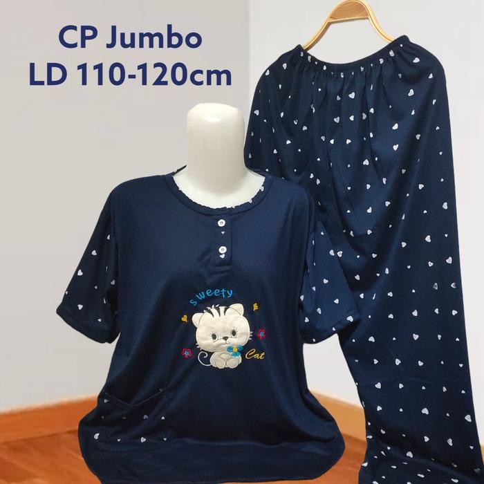PREMIUM Set Piyama Baju Tidur Kaos CP Jumbo XXXL Bahan Kaos LD 120cm
