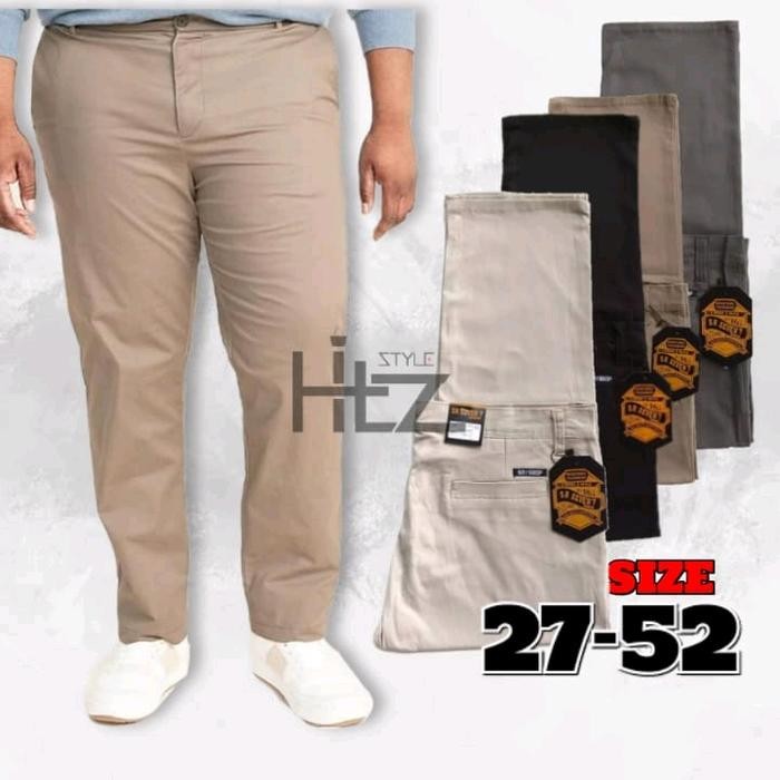 PREMIUM Celana Panjang Pria Chino Big Size Super Jumbo Oversize 27-52 Abu Hitam Kerja Keren Nyaman