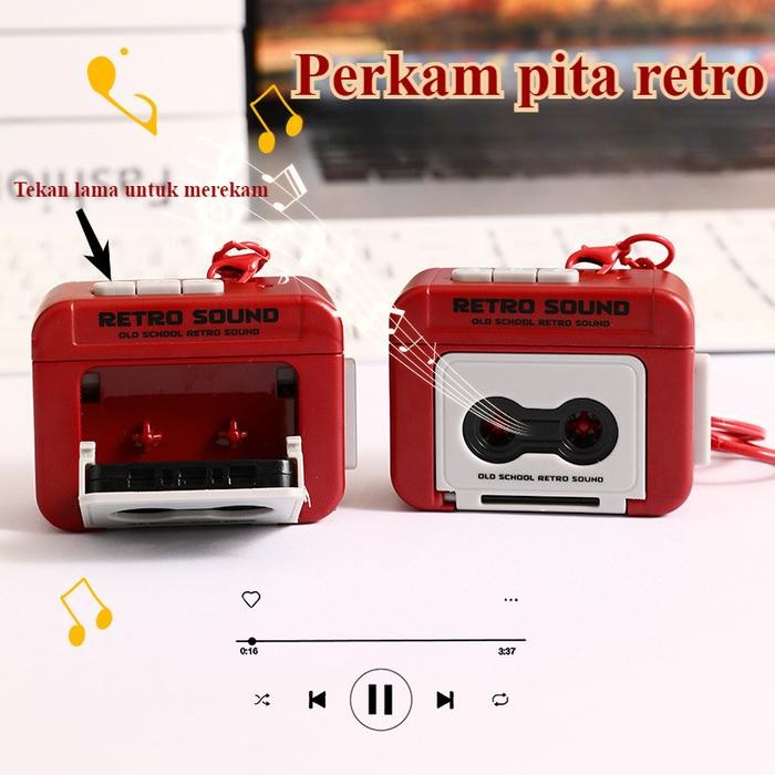 Liontin Pemutar Rekaman/Gantungan Kunci Fonograf Retro Mini/Liontin Tas Sekolah/Liontin Tas