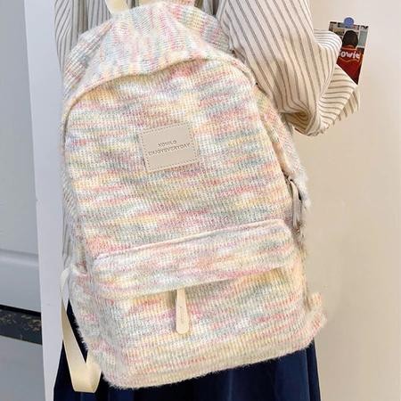 Tas Sekolah Wanita Tas Bahu Mini Ransel Siswa Fashion Bag Import Backpack Pelangi Mewah Rajutan