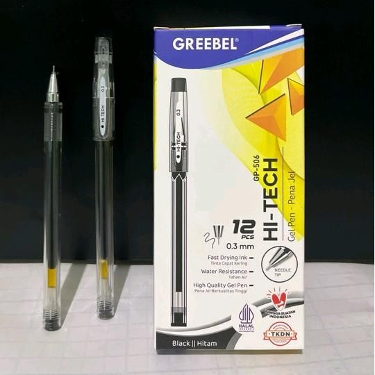 

Greebel Gel Pen Pulpen Gel Pena Ballpen (Gp-506 Hi-Tech 0.3 12 Pcs) Tinta Black Alat Tulis Kantor