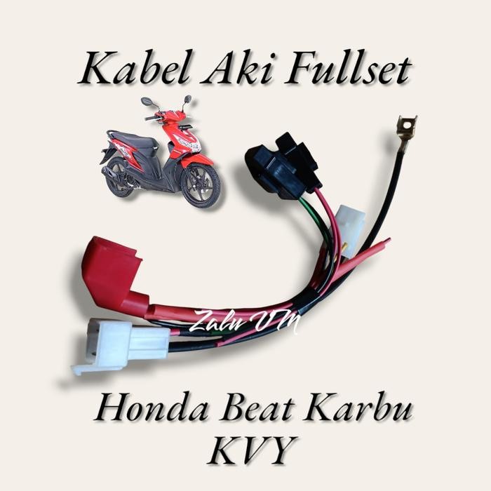 PREMIUM KABEL AKI HONDA BEAT KARBU FULLSET KABEL SOKET AKI ACCU BEAT KARBU Motorcycle wire tuck
