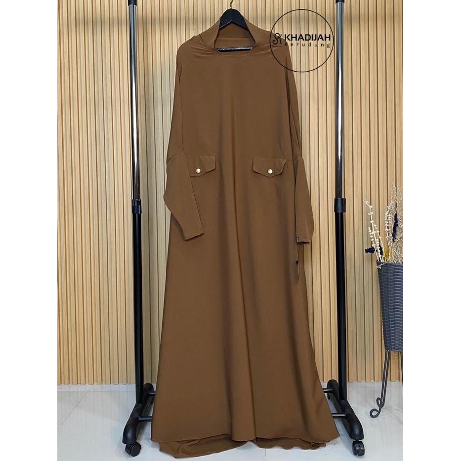 Abaya Dress Gamis Model Khimar Overhead Jawda Bahan Rosecrepe By Khadijah kerudung