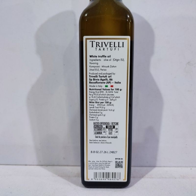 

Trivelli White Truffle Oil 250ml - Tartufi Extra Virgin Truffle Putih