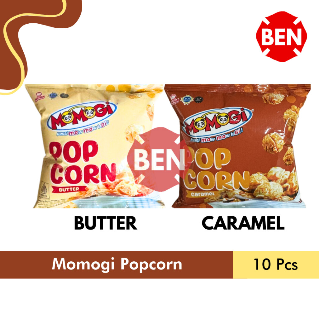 

Momogi Popcorn BUTTER / CARAMEL 1 Renceng 10 Pcs - Mentega / Karamel
