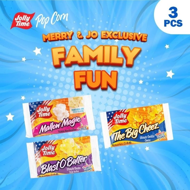 

Exclusive Merry Jo X Jolly Time - Paket Family Fun (1BOB, 1TBC, 1MM) - Mircowave Popcorn