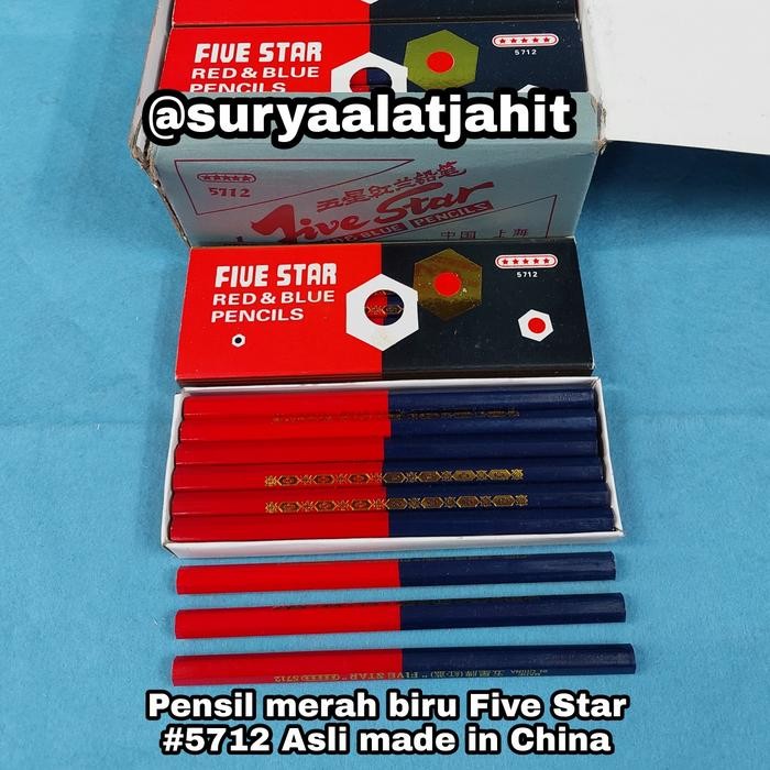 

Ready JT Pensil merah biru Five Star #5712 Asli made in China