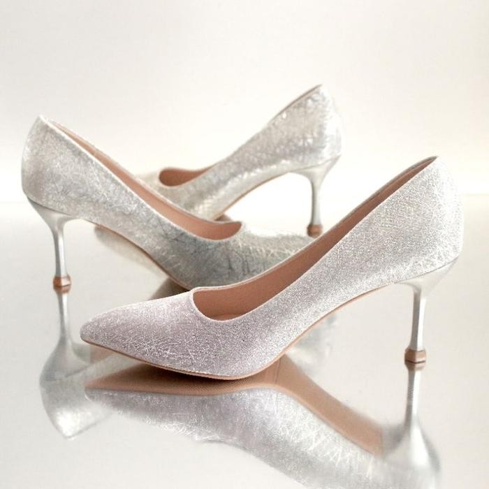 BEST SELLER Ykshoes 1789 heels 8cm pump heels gold silver pink heels sepatu pump pantofel pesta