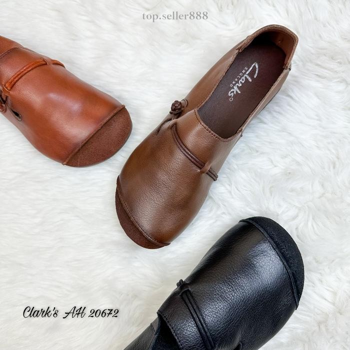 BEST SELLER Clarks Sepatu Kulit Wanita Flatshoes 100 % Kulit Asli AH 20672
