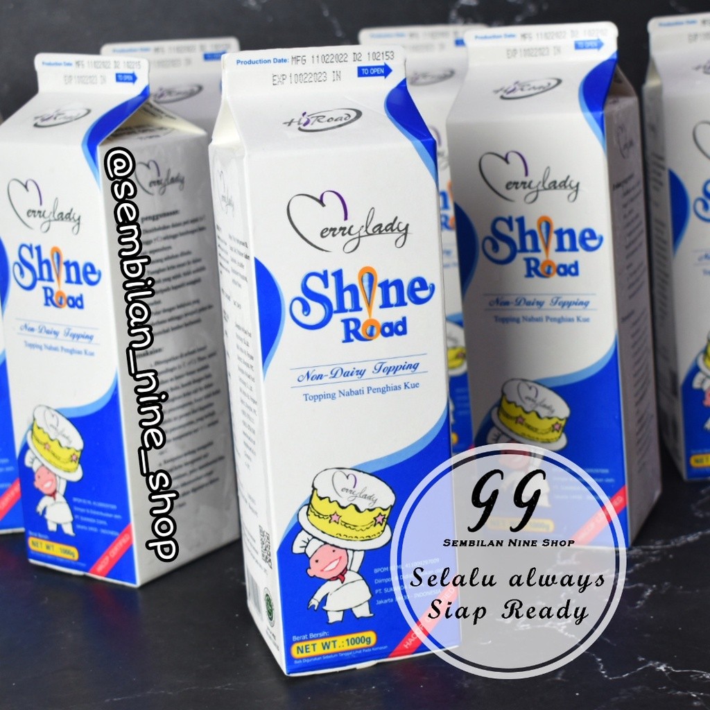

SHINE ROAD Non Dairy Whipping Cream 1 KG SHINEROAD 1.000 Gram Topping Nabati Toping Whiping Krim