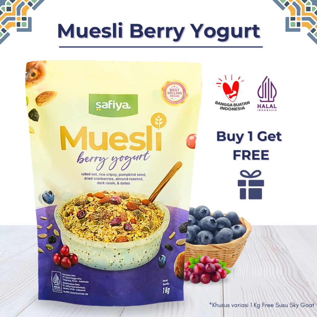 

Muesli Berry Yogurt Safiya 1 Kg Diet Sarapan Sehat Premium