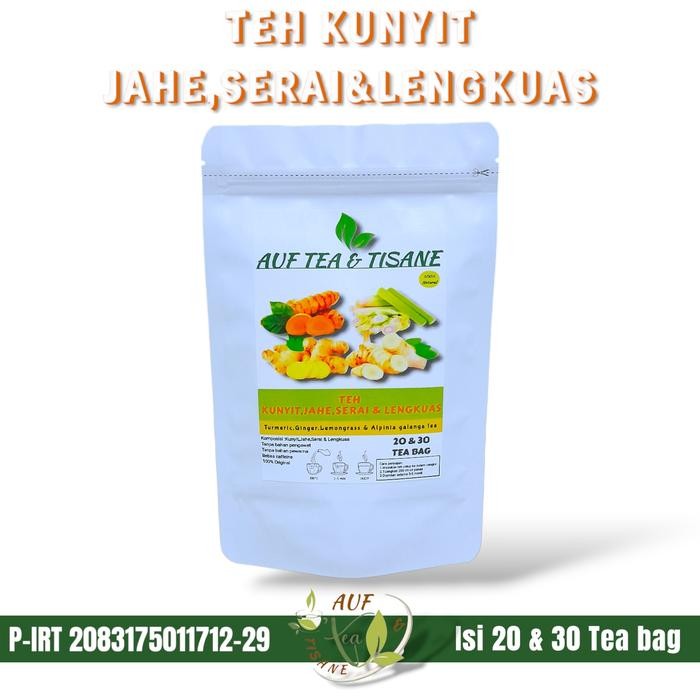 

Terlaris Teh Kunyit,Jahe,Serai Dan Lengkuas / Turmeric,Ginger,Lemongrass&Alpinia Galanga Tea.Isi 20