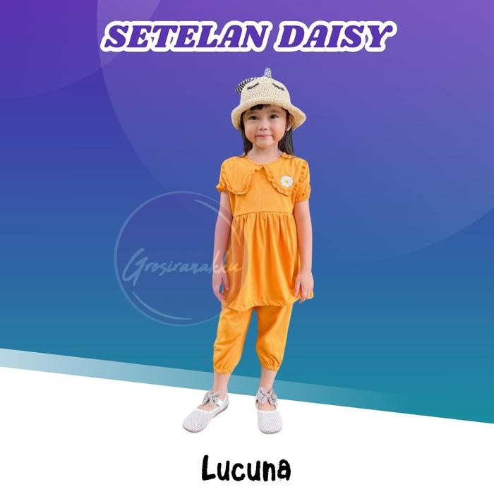 

Terlaris Setelan Anak Cewek Daisy Lucuna Warna Kunyit Size 1-5 Tahun Katun Perempuan Parsel