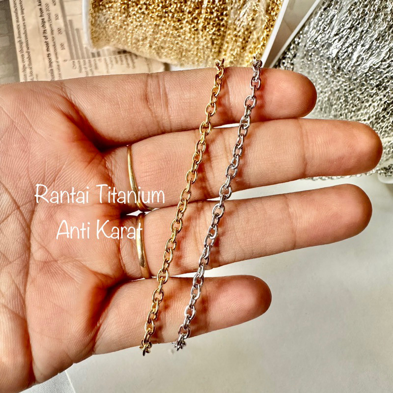 Classic Discount (Meteran) Nk Rantai Titanium Stainless Steel Rantai Kalung Meteran Anti Karat