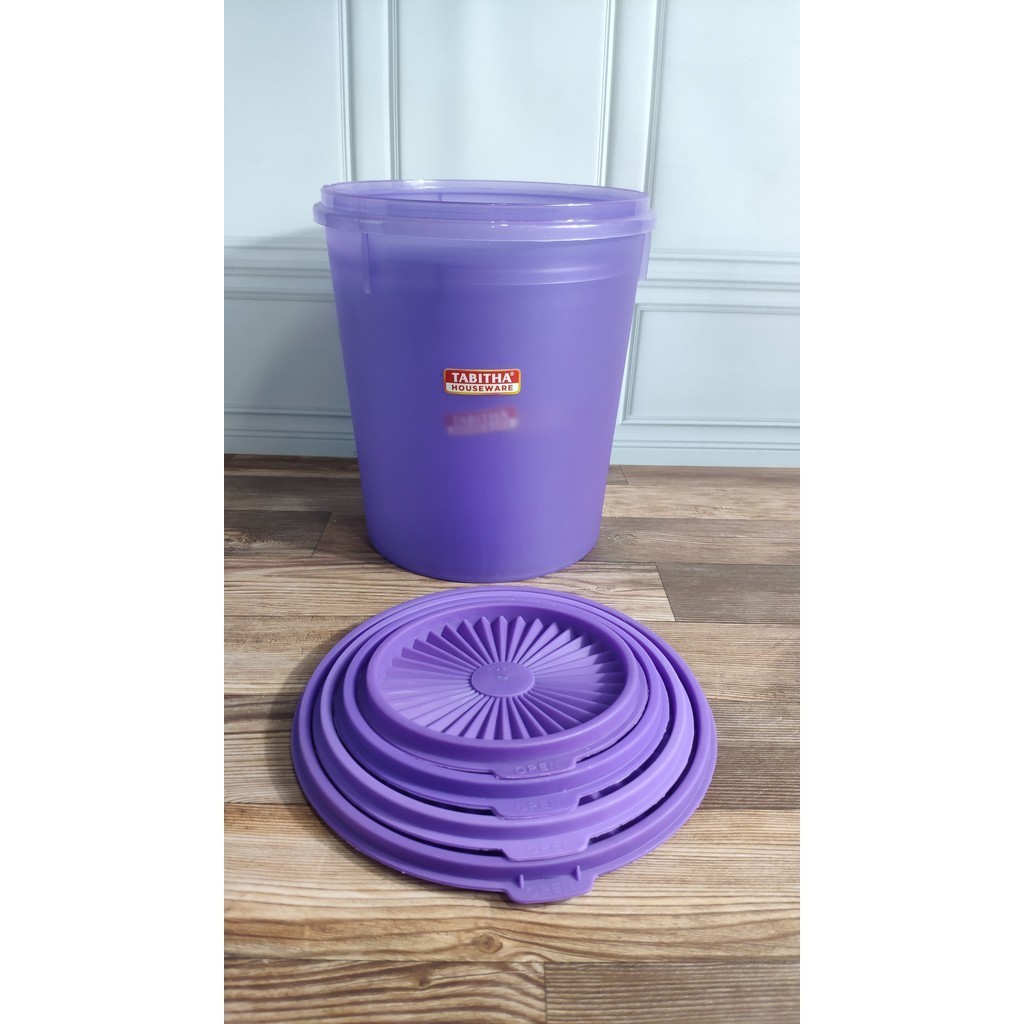 Classic Discount Toples Plastik Ungu Tabitha, Set 4 - Penyimpanan Cemilan, Kerupuk, & Makanan Segar