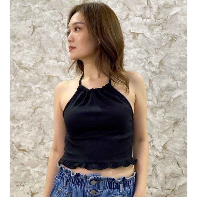 Pola Mewah Cavalu Knit Korean Crop Tank Top Rajut Korea Crop Top Tengtop 214