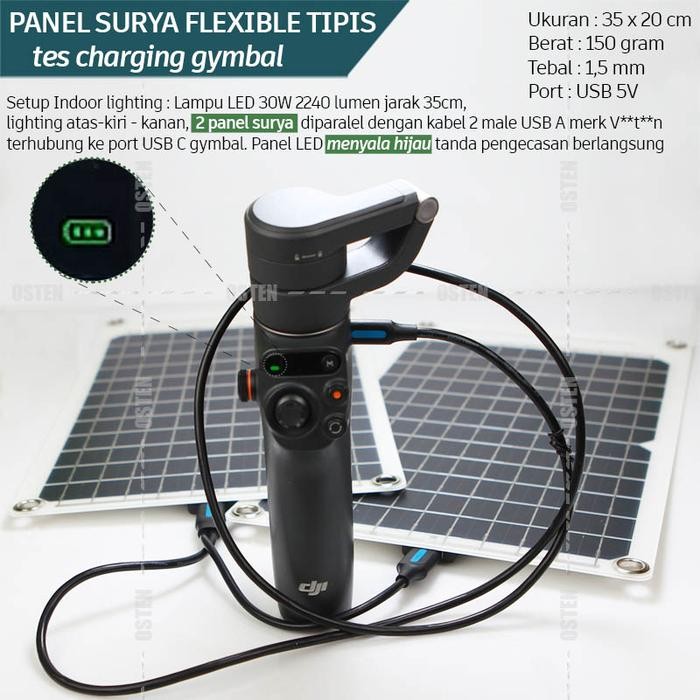 Solar panel monokristalin lentur flexible ringan tipis 10W / HP Charger / cas ponsel tenaga surya