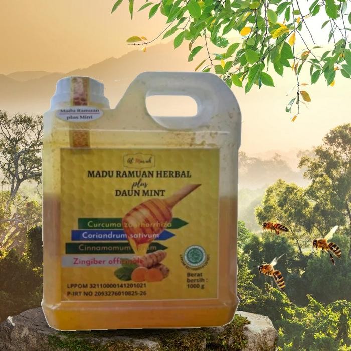 

Terlaris Madu Ramuan Herbal Plus Daun Mint Isi 1Kg Kunyit Jahe Dan Temulawak