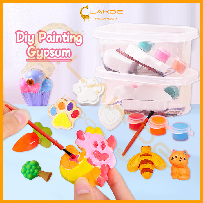 

LAKOE Diy Melukis Boneka Gypsum Alat Lukis Mewarnai Patung Gipsum Kartun Kit