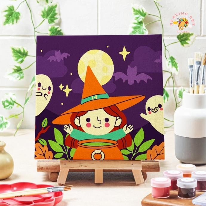 

Paint by number Halloween Witch diy painting canvas 20x20 alat lukis