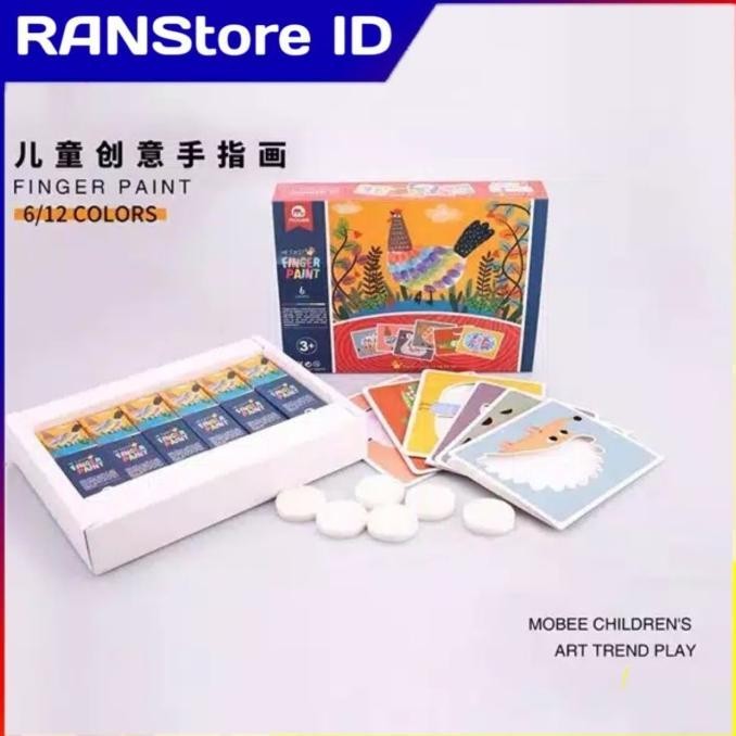 

Set Cat lukis 6 warna finger painting Gambar air lengkap alat melukis