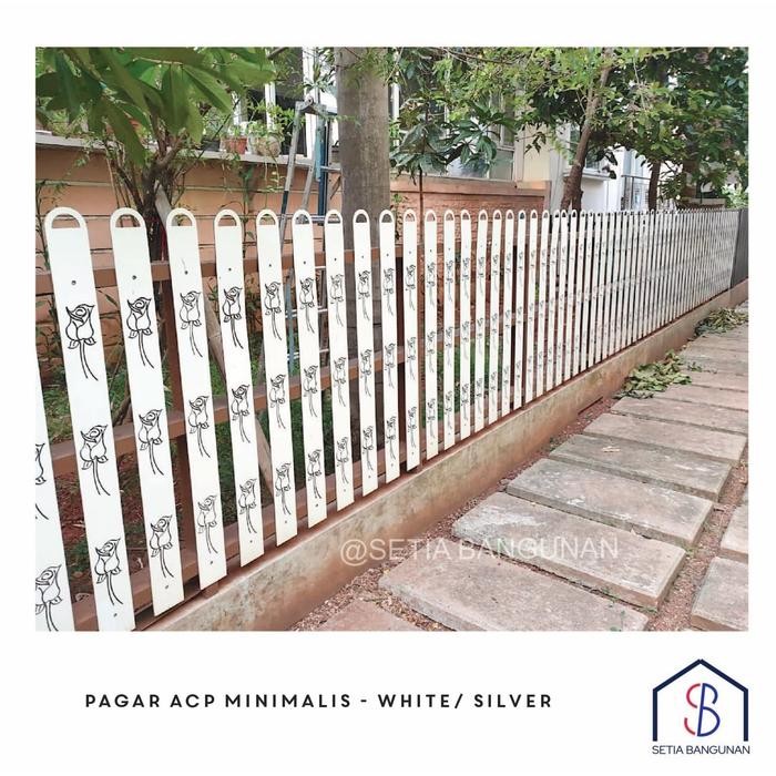 Pagar rumah/ taman- ACP-White/ Putih / Silver-Minimalis-Type B