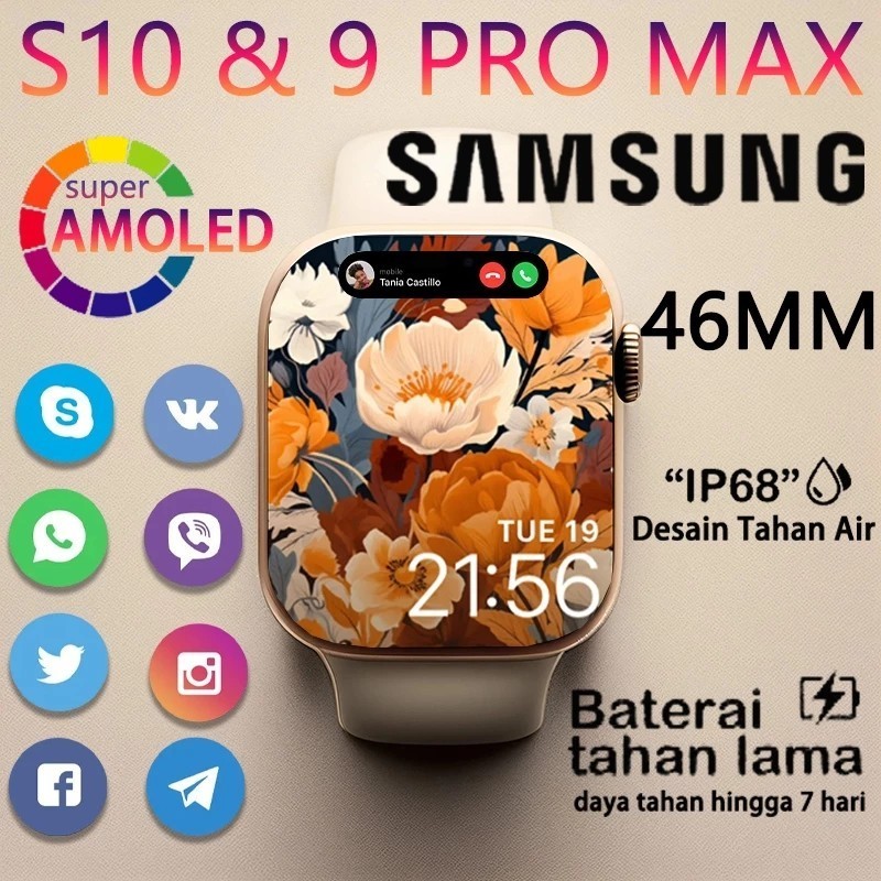 [Cod] Samsung SmartWatch 10 Pro Max Wanita Tahan Air Jam Pintar Bluetooth Olahraga Smart Watch Gps