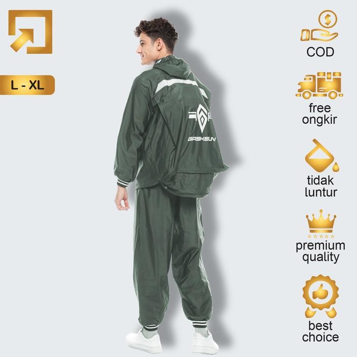 Jas Hujan Tas Ransel Backpack Dewasa Pria Wanita Baju Dan Celana Mantel Original Premium Waterproof