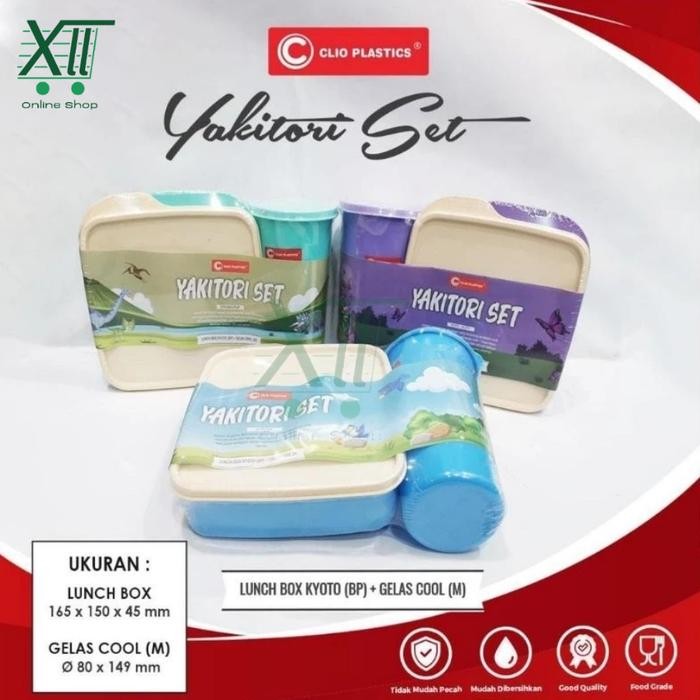 

CLIO PLASTICS YAKITORI SET LUNCH BOX SET 2 Pcs Paket Tempat Bekal Plastik Makanan dan Minuman +