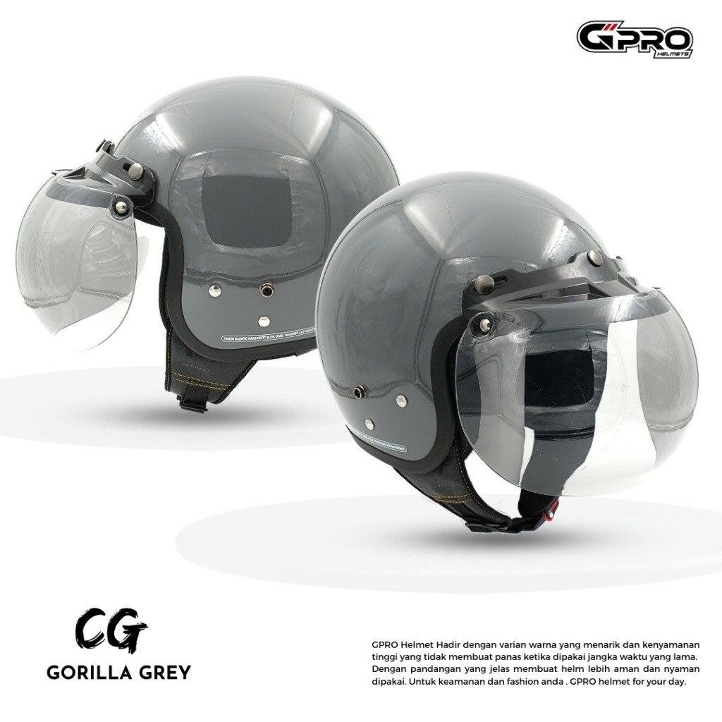 HELM Bogo Dewasa Classic Half Face Gpro-Helm Motor SNI Cepol Hijab Wanita Pria #28