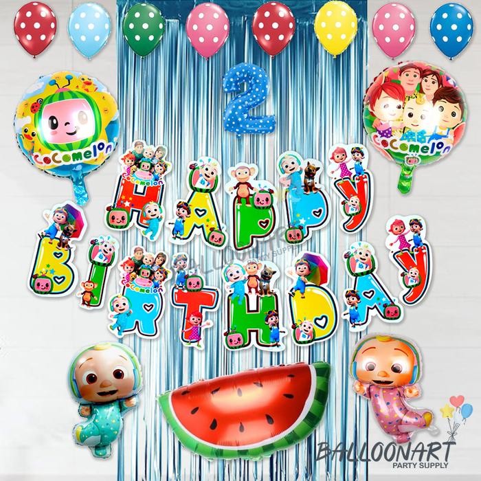 Promo Terbatas Cocomelon Simple Decoration Set/Dekorasi Ultah Anak/Balon Foil Baby/Balloon Cocomelon