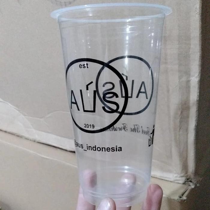 Best Sablon Gelas Plastik Cup Ukuran 22 Oz Logo 1 Warna Custom