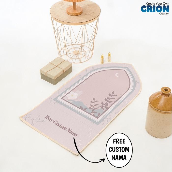 Sajadah Kubah Dewasa Tebal Dengan Bulu Halus Motif Flower - Bisa Custom Nama - By Crion