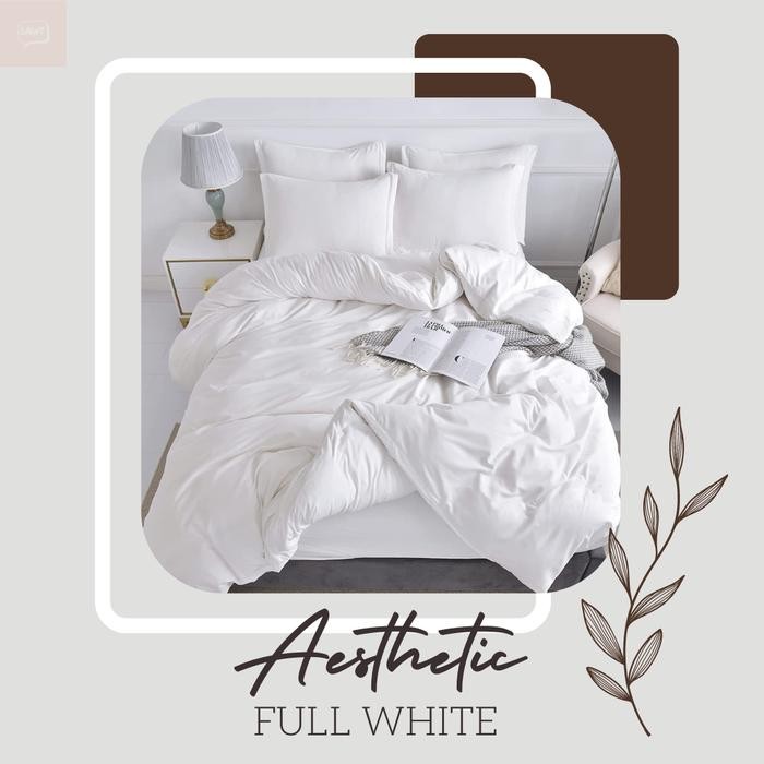 Bed Cover Putih Polos & Sprei Set Minimalis Selimut Badcover 90x200