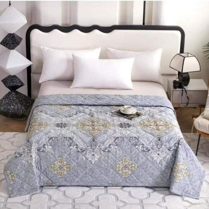 SRH Indonesia selimut bordir katun bunga tosca 180x200cm badcovertipis