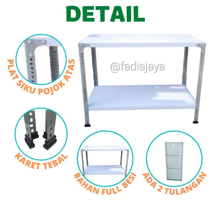 JTTOP" RAK BESI MEJA KOMPOR 2 TUNGKU MINIMALIS SERBAGUNA AMBALAN PUTIH