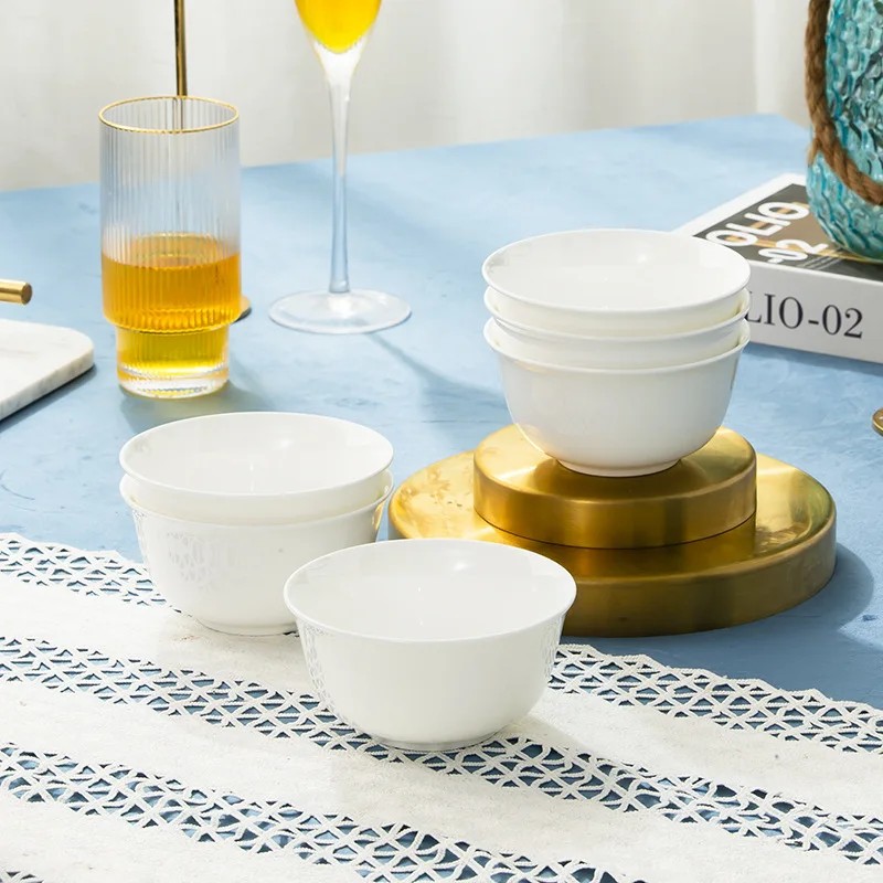 Pure White Ceramic Bone  Bowl, Ceramic Eating Bowl, Large Bowl, Soup Bowl, Household Noodle