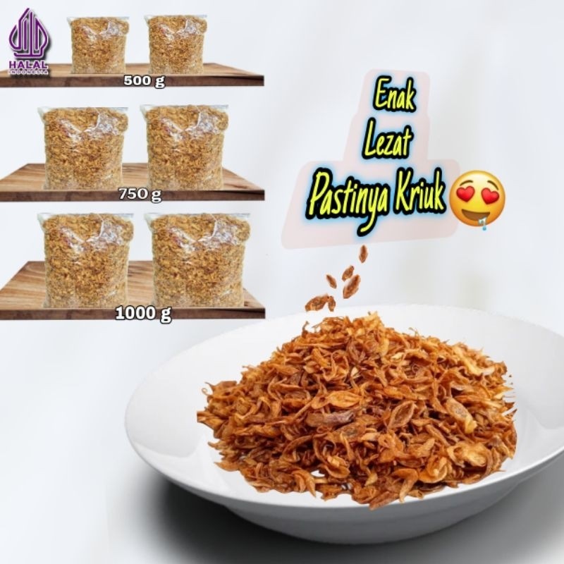 

Konter Makanan Bawang Goreng Asli Brebes Krispy Siap Saji Grade B Kemasan 1000 G