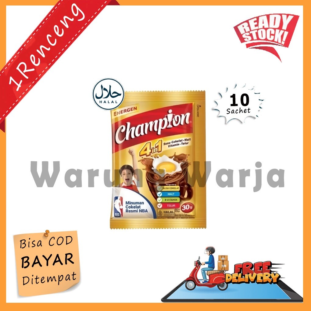 

Sensasi Lezat Energen Sereal & Susu Champion Minuman Sereal Vanilla Cokelat Kurma Jahe 34G (10Pcs)