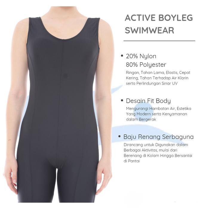 Baju Renang Wanita Speedo Dewasa Boyleg Atlet Diving Hitam Polos