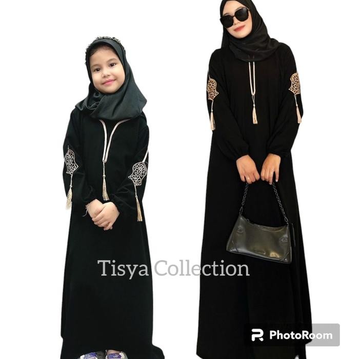 Abaya Hitam Terompa Couple Ibu Anak Polos Gamis Simple Dress Arab Wanita Muslim Best Seller