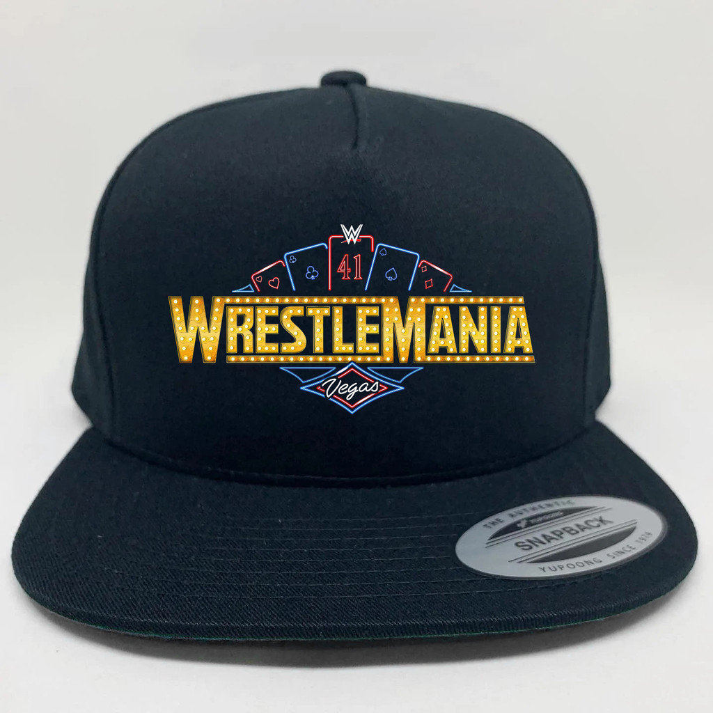 Topi snapback WrestleMania Wrestle Mania Vegas 41 Logo WWE