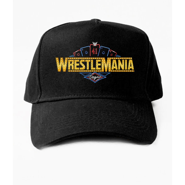 Topi Baseball WrestleMania Wrestle Mania Vegas 41 Logo WWE