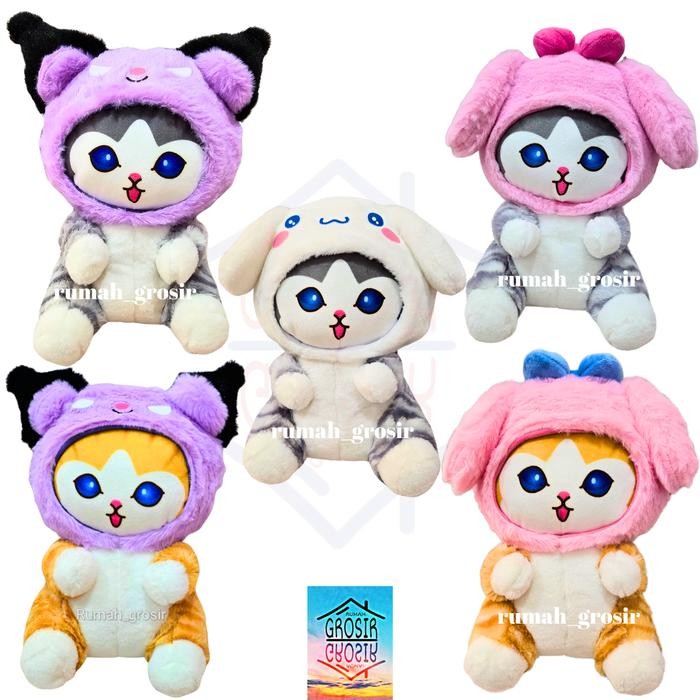 (Rumah Grosir) Boneka Kucing Cat Mofusand Hoodie Melody Kuromi Cinnamoroll Jepang Cat Mainan Mewah